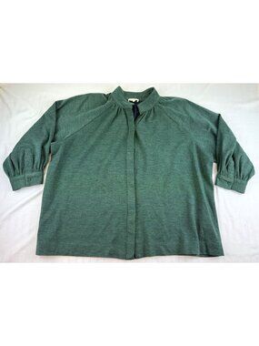 ANN MASHBURN Green Wool Blend Oversized Cardigan Sweater XL